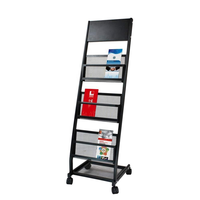 Présentoir à magazines métallique mobile, support autoportant pour brochures et documentation, idéal pour le bureau et les expositions