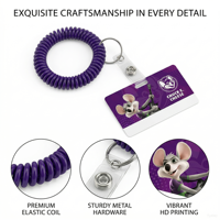 Porte-badge spirale premium, cordon élastique enroulable, étanche, couleur personnalisable, sécurisé et pratique pour le bureau