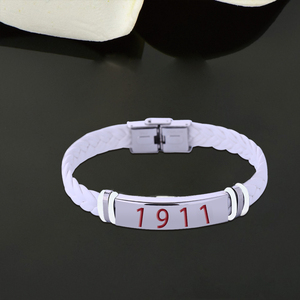 Bracelet de fraternité de haute qualité en acier inoxydable et cuir, inspiré du symbole grec <span class=keywords><strong>Kappa</strong></span> KAY, rouge et blanc, ton 1911 - Product Image 5
