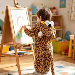 Pyjama en polaire pour bébé motif léopard, tenue de cosplay pour Halloween et carnaval, vêtements de jeu et costumes de scène pour enfants pour l'automne et l'hiver - Product Image 3