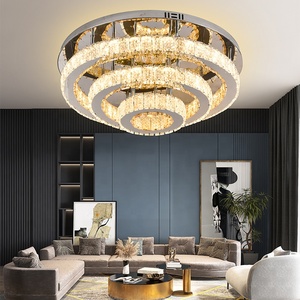 Crystal <span class=keywords><strong>Flush</strong></span> <span class=keywords><strong>Mount</strong></span> Luxe Woonkamer Kantoor Ronde Goud Licht Metalen Crystal Plafond Luxe Led Plafond Verlichting - Product Image 5