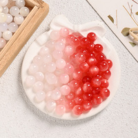 Manik-manik resin bulat 8/10/12mm yang berubah warna secara instan, manik-manik resin mata kucing yang berubah warna untuk gelang dan kalung DIY