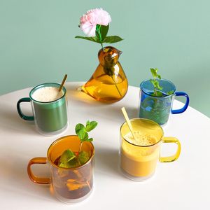 Wholesale Heat Resistant Drinkware Coffee Glass <b>Mugs</b> Ice Cream Cup <b>Double</b> <b>Wall</b> clear Glass <b>Mug</b> Glass Cup with Handle - Product Image 2
