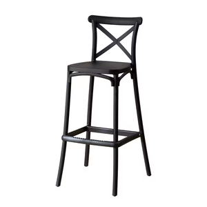 Taburete de Bar Moderno Nórdico Retro con Respaldo Cruzado, de Plástico, sin Brazos, Multicolor, Altura Fija, para Exteriores y Hogar - Product Image 1