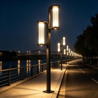 Lampu Taman LED Modern Berkualitas Tinggi Dua Kepala 1/2/3/4M Lampu Dekoratif Jalan Lanskap Taman