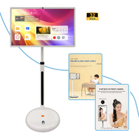 Smart TV portable Android 13 de 32 pouces avec solution de divertissement tout-en-un, armoire blanche avec écran en direct et tablettes