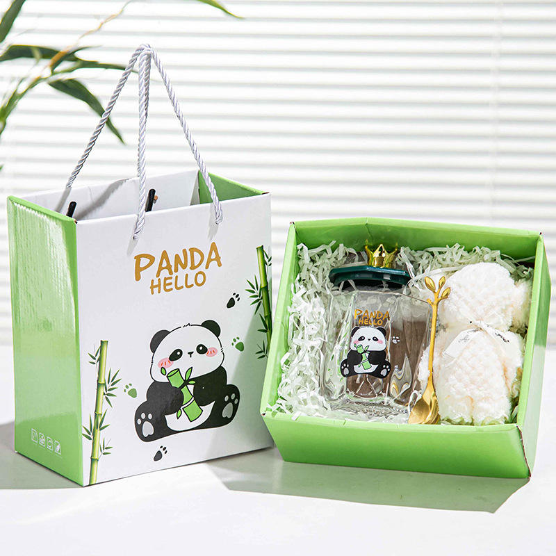 New Style HANTANG Ceramic Tumbler Gift Box Towel Cute Panda Set Coffee Mug 301-400ml HTGT-Coffee Mug-107 High Quality Wedding