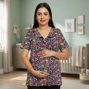Diseñador Casual Lactancia Madre Envoltura Top Cuello con volantes Estilo Maternidad Ocasiones fabricante empresa - Product Image 3