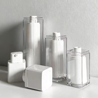 Flacon pompe airless carré en plastique dépoli pour cosmétiques, 30ML 50ML, en PP, pour lotion, crème, liquide, format voyage