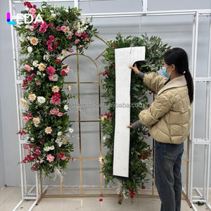 LEDA Fournitures de mariage : Panneau de fleurs artificielles suspendues en soie rose et verte pour décoration de toile de fond de mariage et événements - Product Image 2