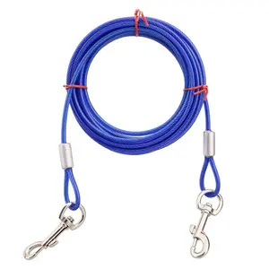 Hands Free Dog Leash Outdoor extra-strong stainless steel two hooks tie out cable Camping pet leashes for dogs Pet accessories