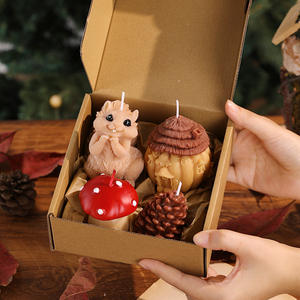 Ensemble cadeau de bougies parfumées artisanales aux animaux de la forêt, écureuil, champignon, pomme de pin, citrouille, gland, <span class=keywords><strong>cire</strong></span> de soja, aromathérapie décorative - Product Image 3