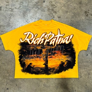 ผู้ผลิตเสื้อผ้าสตรีทแวร์แบบกำหนดเอง เสื้อยืด 300 GSM ผ้าฝ้าย 100% พิมพ์ลาย DTG เสื้อยืดทรงหนา ไหล่ตก ทรงโอเวอร์ไซส์ ทรงบ็อกซี่ - Product Image 2