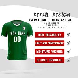 เสื้อฟุตบอล/ชุดฟุตบอลลายทางคลาสสิกสีเขียวเคลลี่แบบกำหนดเองได้ - Product Image 4