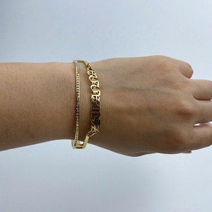 <span class=keywords><strong>Bracelet</strong></span> avec breloque réglable en acier inoxydable, <span class=keywords><strong>bracelet</strong></span> <span class=keywords><strong>arabe</strong></span> en or, bijoux personnalisables pour femmes avec nom personnalisé, à faire soi-même - Product Image 2