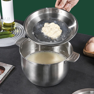 Recipiente de acero inoxidable 304 con tapa para almacenamiento y filtración de aceite de cocina, ideal para manteca de cerdo. - Product Image 2