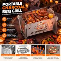 Barbecue portable au charbon de bois en acier inoxydable, barbecue de table compact, cuisinière d'extérieur pour jardin, camping, pique-nique