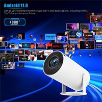 Mini projecteur portable intelligent Hy300 Pro WiFi6 720P 4K Android 11 avec batterie intégrée (2-3 heures), haut-parleurs intégrés, 160 lumens