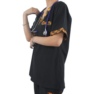 ชุดพยาบาลลายพิมพ์แอฟริกัน ชุดยูนิฟอร์มโรงพยาบาล ชุดสครับแบบกำหนดเอง ชุดสครับทางการแพทย์ - Product Image 4