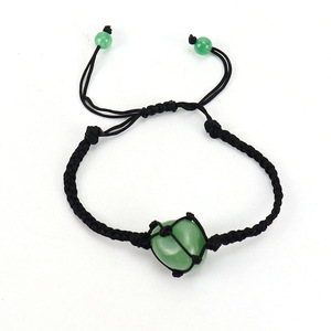 Adjustable Bohemian Style <strong>Dreamcatcher</strong> <strong>Bracelet</strong> Hand-Woven with Black Jade Thread and Crystal Raw Stone Stone Net Bag Gift - Product Image 5