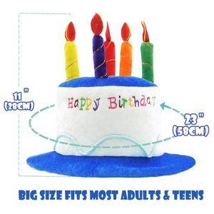 <span class=keywords><strong>Cappello</strong></span> a Forma di Torta di <span class=keywords><strong>Compleanno</strong></span> in Peluche Blu, Taglia Unisex per Adulti, Accessorio Perfetto per Feste in Costume - Product Image 4