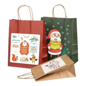 Grossista logo personalizzato materiale riciclato sacchetti di carta kraft colorata con manici per la confezione regalo sacchetti di carta
