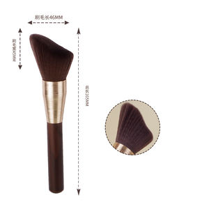 Logo de pinceau de maquillage personnalisé Pinceau à <span class=keywords><strong>contour</strong></span> coudé Cheveux synthétiques Procédé de <span class=keywords><strong>dessin</strong></span> Tube en aluminium Manche de pinceau en bois massif - Product Image 2