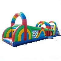 Parcours d'obstacles gonflable en PVC écologique sur le thème du sport, toboggan pour enfants, équipement de jeu d'aventure pour carnaval, qualité commerciale, sec