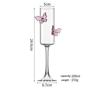Copa de cristal de mariposa Rosa 3D romántica, copas de <span class=keywords><strong>vino</strong></span> de tallo a rayas elegantes para <span class=keywords><strong>vino</strong></span> tinto blanco, diseño bonito para el Día de San Valentín - Product Image 6