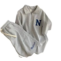 Ensembles Deux Pièces Gaufrés pour Femme Été, T-shirts à Col Polo et Shorts Amples Jambe Large, Tenue de Sport Décontractée Féminine
