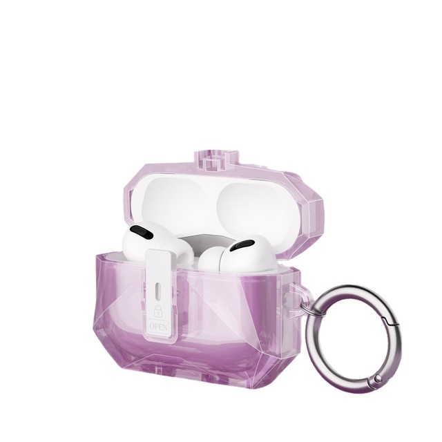 New Luxury Automatic Locking Magnetic Protective Case for Airpods Pro 3 Pro 2 Transparent Earphone Cover with Anti-Lost Ring