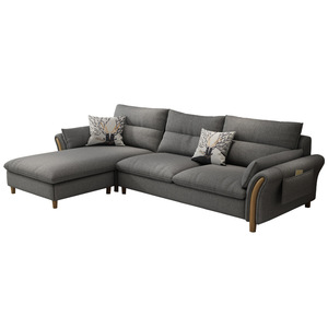 Canapé trois places en coton et lin, style nordique moderne et simple, avec structure en bois massif et housse <span class=keywords><strong>amovible</strong></span> lavable. - Product Image 4