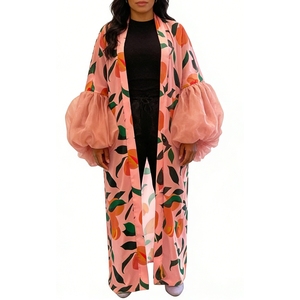 Cárdigan de Mujer para Vacaciones en la Playa, Camisa con Mangas de Campana, Estampada, Estilo Playero - Product Image 5