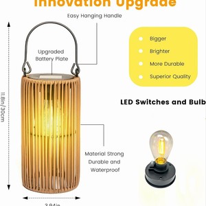 Lampe solaire de jardin moderne et minimaliste style bambou, éclairage extérieur pour cour, terrasse, pelouse, balcon, lampe sur pied portable - Product Image 4