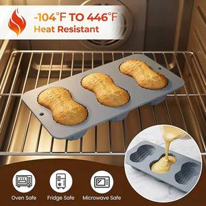 Moule à gâteau en silicone antiadhésif de qualité alimentaire 100% platine sans BPA, en forme d'arachide à 3 cavités, certifié LFGB, de l'usine MUYULINS - Product Image 3