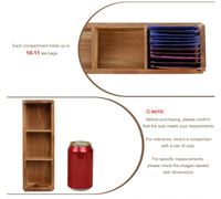 Boîte de rangement pour sachets de thé en bois naturel avec 3 compartiments, organiseur de thé en bois avec poignée pour comptoir de cuisine