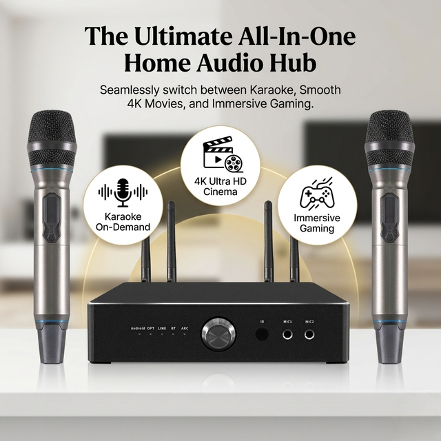 IHOMELIFE Family Karaoke Android TV All-in-One 600 Watts Powerful Home Theater High Fidelity Sound Quality for Birthday Party