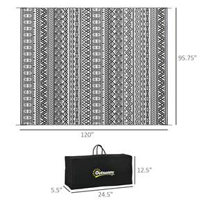 DB Offre Spéciale réversible Boho 8x10 tapis d'extérieur gris et blanc Portable pour RV Camping Patio Style bohème - Product Image 3