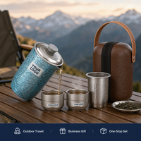 Tasse isotherme en titane pur de 350 ml avec infuseur à thé, couvercle à ouverture rapide, sangle de transport, anti-brûlure, pour voyage et extérieur, coffret cadeau