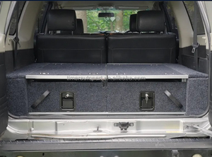 2025 GQ <span class=keywords><strong>Patrol</strong></span> <span class=keywords><strong>Y61</strong></span> Overland Camping 4x4 Ute Boîte à outils Système de tiroirs doubles en métal monté à l'arrière Pièces latérales coulissantes pour cargaison tout-terrain - Product Image 3