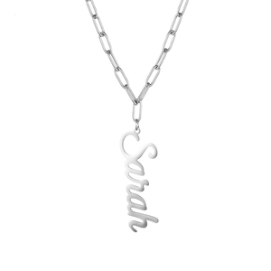 Collana con nome personalizzato iniziali personalizzate in acciaio inox catena quadrata ciondolo uomini e donne gioielli - Product Image 3