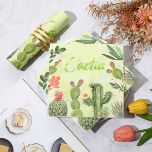 Cactus Napkins 330mm Disposable Paper Towels For Themed Party Use - Product Image 2