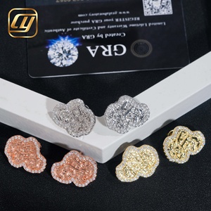 Boucles d'oreilles clous en moissanite et argent S925, style « Iced Out » avec pépites d'or et diamants en blocs irréguliers, pour hommes, bijoux Hip Hop - Product Image 3