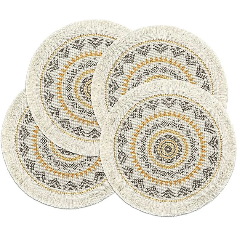 Manteles individuales de mesa Mantel individual bordado con flores de algodón de lujo Tela francesa hecha a mano