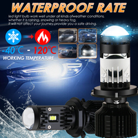 Ampoule LED Mini Projecteur Bi-LED Y10Max H4 H7 80W 16000LM 12V 6000K Neuve pour Phares de 1,5''