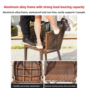 Ensemble table et chaises <span class=keywords><strong>de</strong></span> <span class=keywords><strong>jardin</strong></span> <span class=keywords><strong>en</strong></span> rotin tressé PE, résistant aux intempéries et imperméable, pour terrasse et cour - Product Image 4
