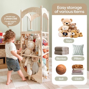 Organizzatore Moderno in Legno per Peluche con Ruote a 360° per Grandi Orsacchiotti e Peluche - Gabbia Zoo per Cameretta Bambini - Product Image 6