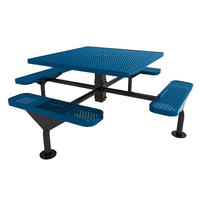 Table de pique-nique en acier pour l'extérieur avec banc, table de restaurant, bistro en métal, table de camping, table et chaises de salle à manger