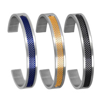 Brazaletes y Pulseras Clásicas de Acero Inoxidable con Dijes, Chapadas en Oro de 18K, con Grabado Árabe Islámico, Joyería de Moda