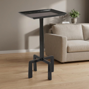 Mesa Consola con Pedestal de Metal Artesanal de 16x10 Pulgadas, Diseño Industrial, Base Estable, Mueble para Sala de Estar - Product Image 6
